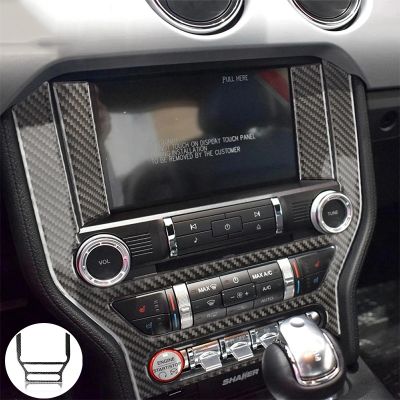 ☽ Carbon Fiber Multi-media Console Cover Sticker Panel Trim Decoration For Ford Mustang 2015 2016 2017 2018 2019 Car Interior