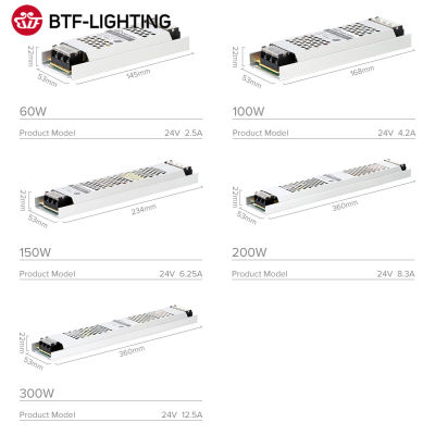 Ultra Thin LED Light Power Supply DC12V 24V 60W 100W 150W 200W 300W Transformer Adapter AC190V 240V Driver FCOB WS2815 LED Strip