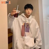 WOMA  Hoodies ของผู้ชายเสื้อกันหนาวอินเทรนด์เสื้อโค้ตทรงหลวมเสื้อมีฮู้ดลำลองเสื้อผ้าขนาดใหญ่