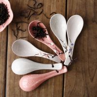 Japanese Ceramic Spoon Handpainting Porcelain Soup Spoon Kitchen Cooking Utensil Tool Creative Milk Stirring Spoon Tableware Serving Utensils