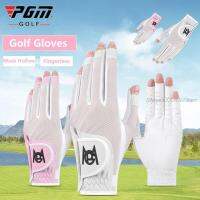 Pgm 1Pair Women Golf s Fingerless Sport s Ladies Girl Breathable Mesh Left And Right Hand Anti-Skid Mittens