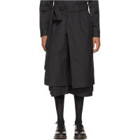 Springsummer new mens multi-layer deconstructed seven-point pants and shorts, black super loose skirt, belt tight waist