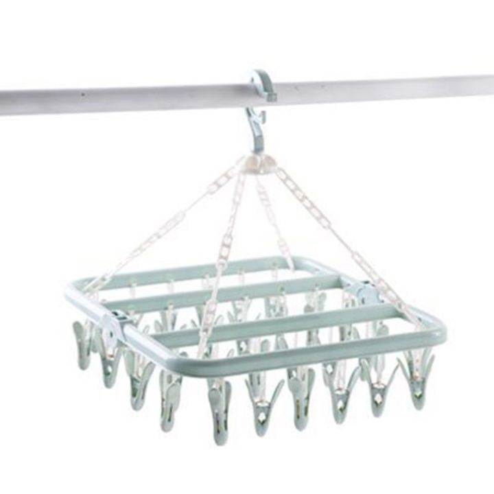 foldable-32-peg-windproof-clothes-hanger-dryer-washing-line-airer-clothes-underwear-socks-pants-hanger-household-storage