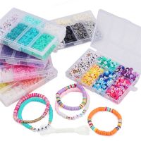 1160pcs/box Flat Round Polymer Clay Spacer Beads with for Jewelry Making Earring Set