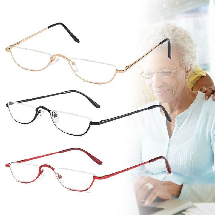 WIDESPREADSTORE13E5 Unisex Half Frame Ultra Light Resin Spring Hinge Reading Glasses +1.00+4.0