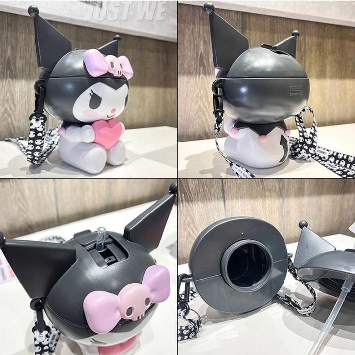 Kawaii Cartoon Sanrios Kuromi Popcorn Bucket Cute Girl Portable Straw ...