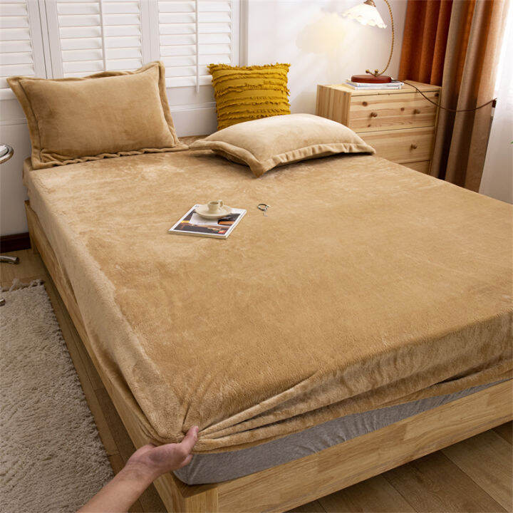 winter-warm-bed-sheets-solid-color-thick-bed-sheet-blanket-bed-sheets