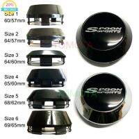 4pc 60/64/65/68/69mm Spoon Sports Black Sticker Car Wheel Centre Sport Rim Cap Fit for Spoon Sports Wheel