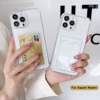 Clear Holder Slot Wallet Case For Xiaomi Redmi Note 11 10 Pro 9 8 9T Mi POCO F3 X3 GT M3 12 Pro Lite Card Pocket Shockproof Cove