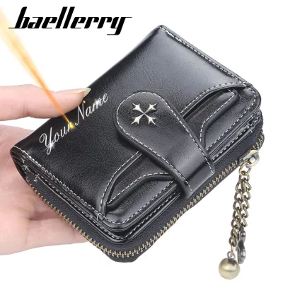 【CC】2021 New Women Wallets Name Engraving Fashion Short PU Leather Top Quality Card Holder Female Purse Zipper Wallet For Women