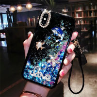 ทรายเป็นประกายมีสายคล้องเคสโทรศัพท์แบบใสอ่อนสำหรับ Apple iPhone 14 13 12 11 Pro Max X XS XR Max Plus เคสฝาหลังมีสไตล์โดดเด่นในแบบของประณีตตามแฟชั่นจาก GGQcase