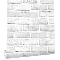 [hot]White Grey 3D Faux Brick Self Adhesive Wallpaper Bathroom living Room Home Decoration Furniture Renovation Waterproof Sticker