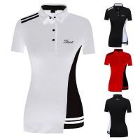 T TIT golf Summer Clothing Womens Top Outdoor Sports Thin Style Perspiration Moisture Absorption Breathable Slim-Fit Jersey T-Shirt