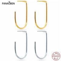 [Han ornaments] PANAOBEN Simple Geometric ไม่สม่ำเสมอรูปไข่925เงินสเตอร์ลิงสตั๊ดต่างหูผู้หญิงเจาะต่างหูเครื่องประดับ Pendientes น่ารัก