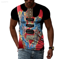 2023 NEW Round Neck T-shirt, Short Sleeved, Printed with 3d Rock Guitar Pattern, Loose Fitting, Oversized, Summer Fashionable, Asian Style, Suitable for Both Men And Women. brand new T-shirt