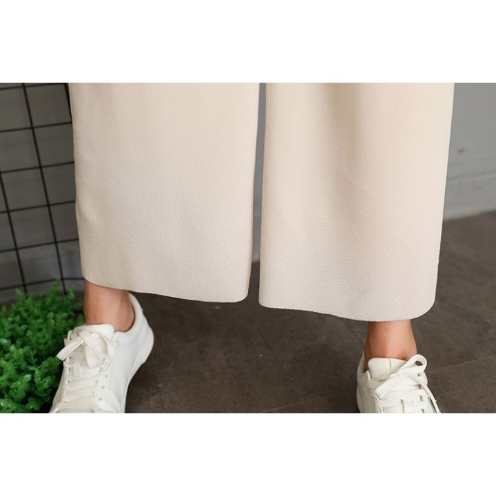 กางเกงขายาวผู้หญิง-แฟชั่น-ทรงหลวมเอวสูง-กางเกงขากว้าง-สวยๆสไตล์เกาหลี-เอวยางยืดได้เยอะ