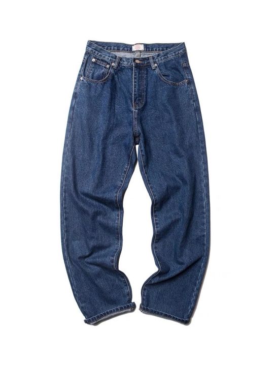 รุ่นระเบิด-กางเกงยีนส์ผู้ชายส่วนบางหลวมกางเกงขากว้างตรง-ins-แนวโน้มกลางกางเกงลุงรุ่นอเนกประสงค์และสะดวกสบาย