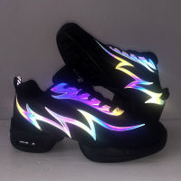 Ladies Reflective Dance Shoes Hip Hop Jazz Shoes for Dancing Soft Bottom Woman Sports Feature Modern Dance Sneakers Women Shoes