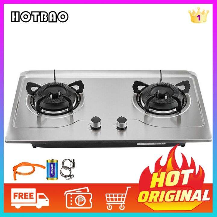 HOTBAO Gas Stove Embedded Natural Liquefied Stainless Steel Large