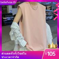 0827171G [5 สี] เสื้อยืดแขนกุดสีทึบผู้ชางเสื้อยืดกีฬาแฟชั่นเ