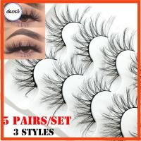 DANCH SKONHED 5 Pairs ไร้ความปราณี Ultra-wispy ปุย ขนตาปลอม เต็มปริมาณธรรมชาติ ต่อขนตา 3D Faux Mink Hair