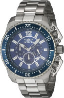 Invicta Mens Pro Diver Stainless Steel Quartz Watch with Stainless-Steel Strap, Silver, 24 (Model: 21953)