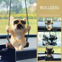 【CC】◑  New Resin Dog Anime Car Accessorie Bulldog Pendant Rearview Mirror Ornaments Birthday Couple Accessories