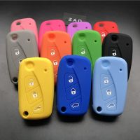 ZAD silicone car key case cover for FIAT Panda Stilo Punto Doblo Grande Bravo 500 Ducato Minibus 3 buttons key Key Chains