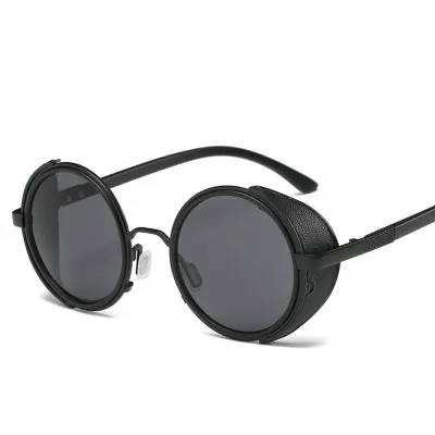 Steampunk Sunglasses Women Round Glasses Goggles Men Side Visor Circle Lens Unisex Vintage Retro Style Punk Oculos De Sol