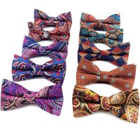 ▦ New Wedding Bowtie Casual Bow Tie for Men Women Adult Bow Ties Cravats Male Paisley Bow Knot for Party Wedding Gold Bowties