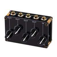 ใหม่ Mini 4 Channel Stereo Line Mixer 4in1out สําหรับการบันทึกสตูดิโอสดเสียงรบกวนต่ํามิกเซอร์แบบพาสซีฟขนาดเล็กที่ซับซ้อน