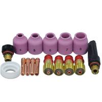 New TIG Welding Torches Stubby Gas Lens Collets Alumina Nozzles Back Cap Kit For SR WP 17 18 26 Series 16pcs