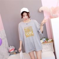 COD SDFGERTYTRRT 【40-150kg】 Korean Style Plus Size T-shirt Sketch Pattern Printed Tee For Big Size Ladies Casual Round Neck Short Sleeve T-shirt Summer Fashion Oversized Tee Womens Loose Fit Tops
