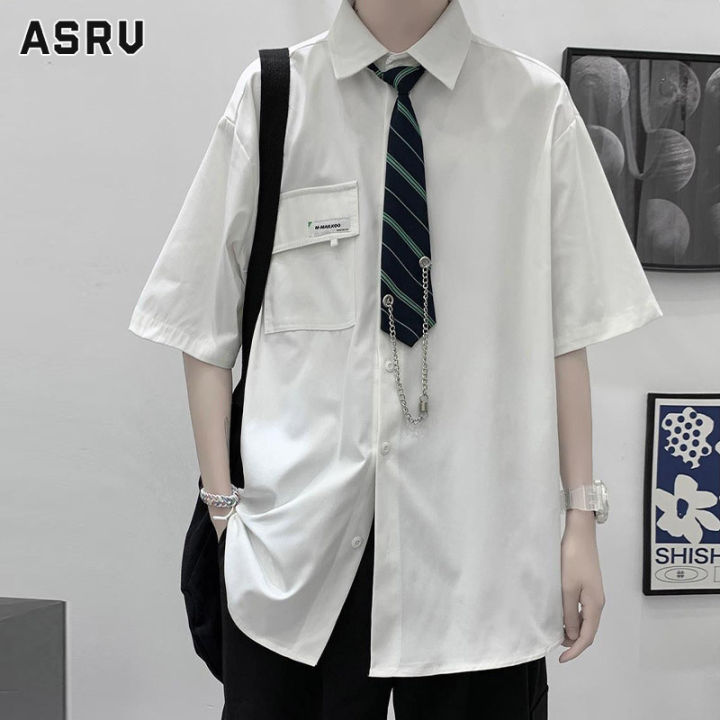 asrv-เสื้อเชิ้ตชาย-เสื้อเชิ้ตผู้ชาย-เสื้อเชิ้ตลำลองชาย-shirts-for-men-เชิ้ตผู้ชาย-เสื้อเชิ้ตแขนสั้นผู้ชาย-เสื้อบางๆแฟชั่นลำลองหลวมและสีทึบ