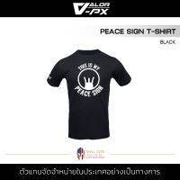 Valor PX - Peace Sign T-Shirt เสื้อสกรีน เสื้อยืดสีดำ คอกลม ลายเท่ๆ ผ้า Cotton TC ผ้านุ่ม โปร่งสบาย