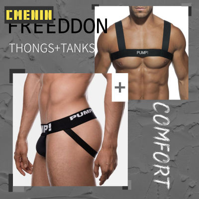 [CMENIN Official Store] ขายร้อน Cotton Mens Thong และ Tank Top ชุดกางเกงชายต่ำเอว Stringi ชุดชั้นในเซ็กซี่ชาย Jockstrap กางเกงบุรุษกระเป๋า PMTT6-10