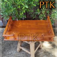 PTK หิ้งพระไม้สักติดผนังเหลี่ยม ขนาดกว้าง 60*36 ซม. สีย้อม อมส้ม ?พร้อมส่ง?