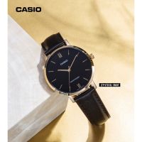 นาฬิกา Casio รุ่น LTP-VT01GL-1B นาฬิกาผู้หญิง สายหนังสีดำ ขอบหน้าปัดทอง ของแท้ 100% รับประกันสินค้า 1 ปี