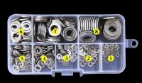 360Pcs Stainless steel Flat Washers Sealing Ring Washers Assortment Set 8 Sizes in a storage Box