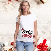 Pregnancy Shirt Maternity Christmas Ladies Top Women Pregnancy T-shirt Cute Santa Baby Print Maternity T Shirts Tops