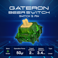 GADONX(1ชิ้น) GATERON Beer Tactile Switch 5 pin สวิตช์ Linear สำหรับคีย์บอร์ด Mechanical keyboard Pre lub แล้ว