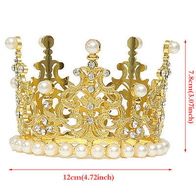 💖【Lowest price】MH 1pcs ไข่มุกมงกุฎเค้กตกแต่ง tiaras คริสตัลมุกเจ้าหญิง caketoppers