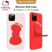 HOT ”100 แท้ Hello Case สำหรับ 13 13pro Case 13Promax ปลอก Bowknot ซิลิโคนฝาครอบป้องกันพร้อมที่วางศัพท์สำหรับ 12 12Mini 12pro 12Promax XR XSMAX 11 11pro 11Promax กันลื่นไม่มีลายนิ้วมือป้องกันการกระแทกและป้องกันการตก