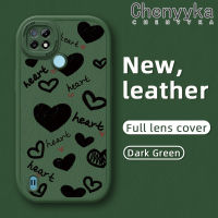 เคส Chenyyyka สำหรับ Realme C21 C21Y C25Y การ์ตูนรักรูปหัวใจดีไซน์ใหม่เคสใส่โทรศัพท์หนังกันกระแทกฝาปิดเลนส์เต็มรูปแบบกล้องเคสป้องกันด้านหลังฝาปิดซิลิโคนนุ่มเคส