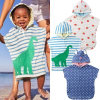 【CW】 Cartoon Baby Hooded Soft Poncho Swim Pool Beach Wear Kids Bathrobe