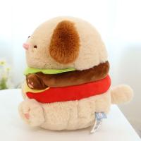 ของเล่นตุ๊กตายัดไส้แฮมเบอร์เกอร์ฮอตดอกตลกสำหรับสุนัข Boneka Mainan จำลองน่ารักสร้างสรรค์สำหรับเด็กผู้หญิง