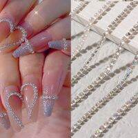 25ซมเสน่ห์เล็บโซ่เงิน Rhinestones Accesorios ชิ้นส่วนโลหะเล็บไข่มุกสำหรับเล็บโซ่จำนวนมากสามารถตัดเสน่ห์ DIY