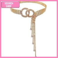 SQXRCH SHOP แฟชั่น เพชร เข็มขัด เข็มขัดคาดเอวคริสตัล โอริง เข็มขัดโซ่ Rhinestone พู่ระยิบระยับ