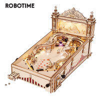 Robotime Rokr 482ชิ้นชุดบล็อกรูปแบบการสร้างเกมส์ไม้ปริศนา DIY เครื่องเล่นพินบอล3มิติของขวัญเกมชิ้นส่วนของเล่น-EG01