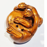 Y8628- 2 "แกะสลักด้วยมือญี่ปุ่น wood Netsuke แกะสลัก: เสือดุร้าย